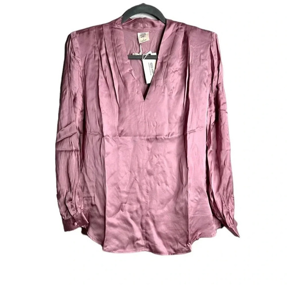 Good Hart by Matilda Jane Long Sleeve Blouse with V-Neckline Dusty Pink Sz S NWT - Picture 1 of 7